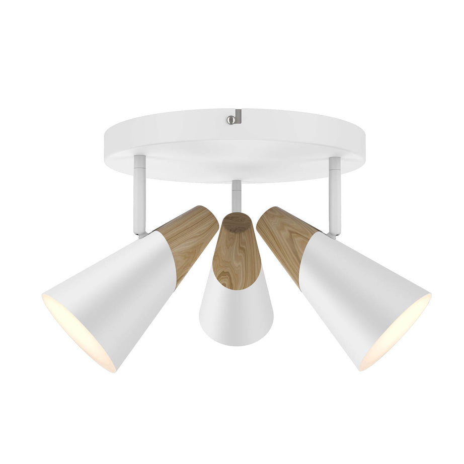 LED Ceiling Light 3 Way Spotlight Plate Matt White Adjustable Heads Modern - Image 3