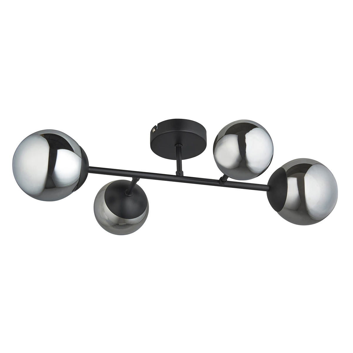 LED Ceiling Light 4 Way Black Smoked Effect Globe Shades Vintage Multi Arm - Image 2
