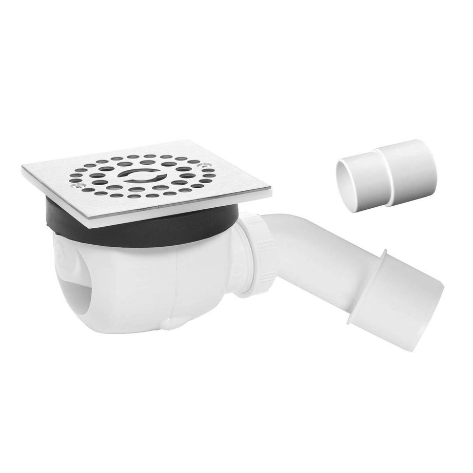 Shower Floor Trap Waste Unit Square Side Entry Bathroom Wet Room Water Drain - Image 1