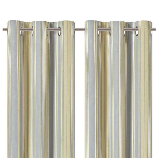 Curtain Lined Metal Eyelet Yellow Stripes Jacquard Effect (W)167cm (L)228cm Pair - Image 1