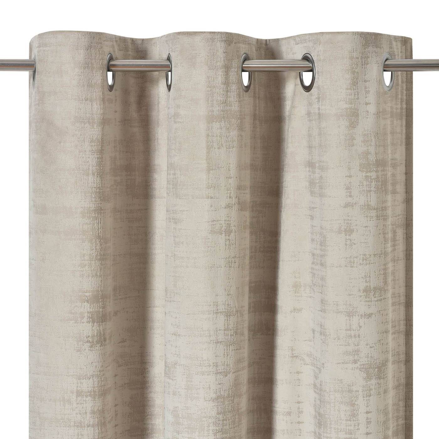 GoodHome Eyelet Curtain Beige Plain woven Lined Ruvor (W)167cm (L)183cm, Pair - Image 2