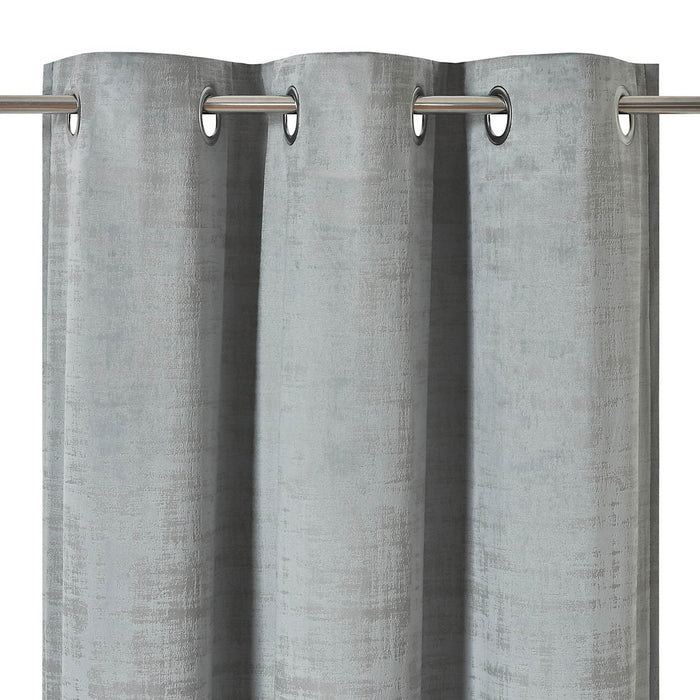 Blackout Curtain Pair Eyelet Light Grey Lined Plain Woven Bay (W)228 (L)228cm - Image 3