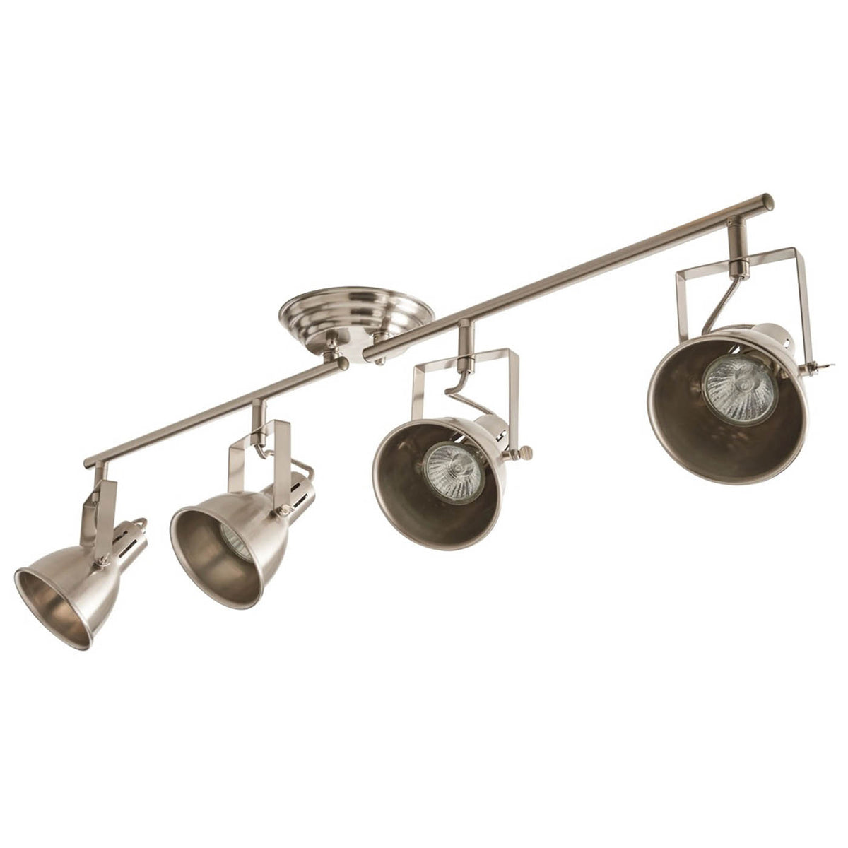 Ceiling Light 4 Way Spotlight GU10 Satin Chrome Adjustable Heads Kitchen Bar - Image 1