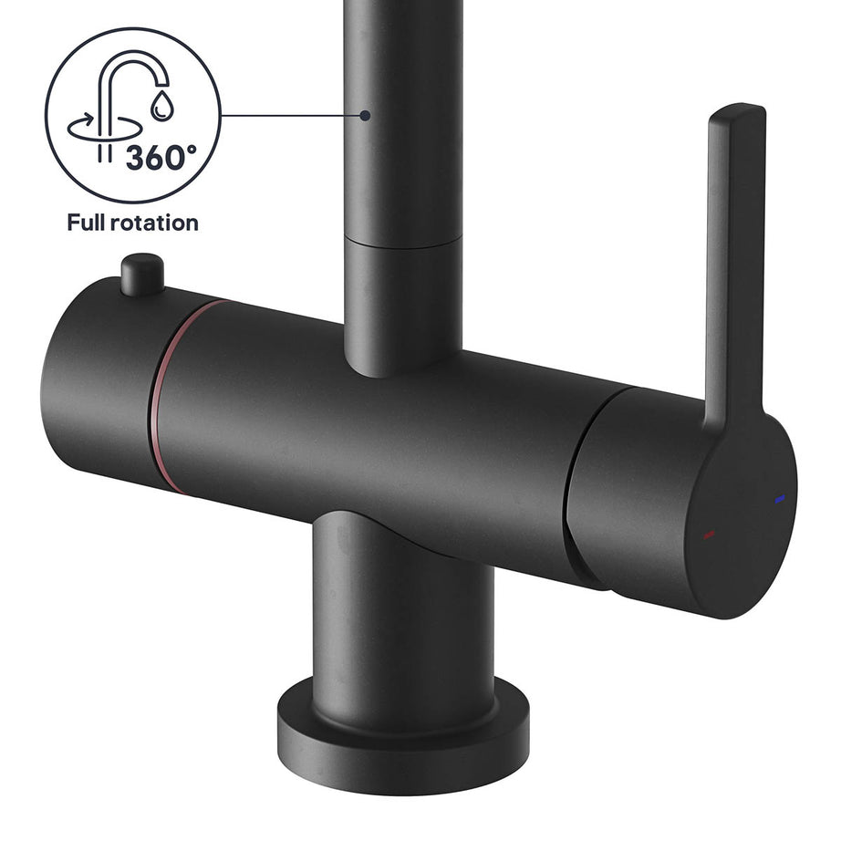Kitchen 3 in 1 Boiling Water Tap Dual Lever 2.5L Tank Matt Black Brass Modern - Image 8