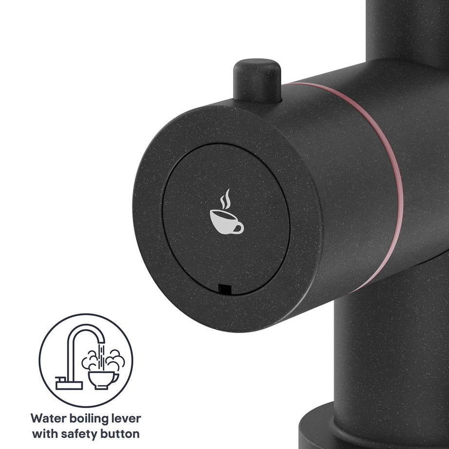 Kitchen 3 in 1 Boiling Water Tap Dual Lever 2.5L Tank Matt Black Brass Modern - Image 9