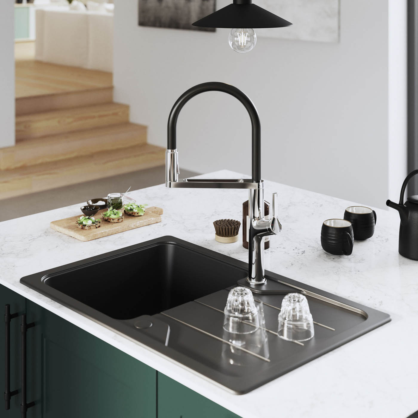 Kitchen Sink Sensor Tap Mixer Chrome Pull Out Swivel Spout Modern Faucet - Image 2