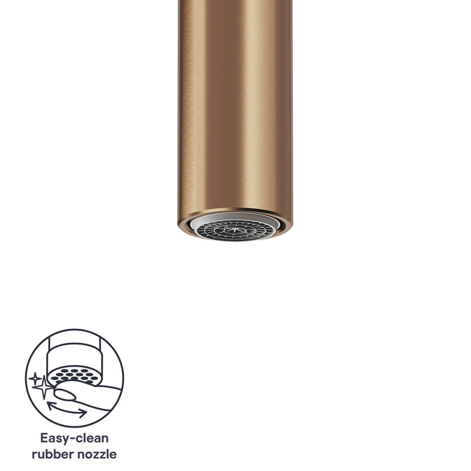 Kitchen Tap Mixer Gloss Copper Effect Dual Lever Swivel Spout Modern Faucet - Image 8