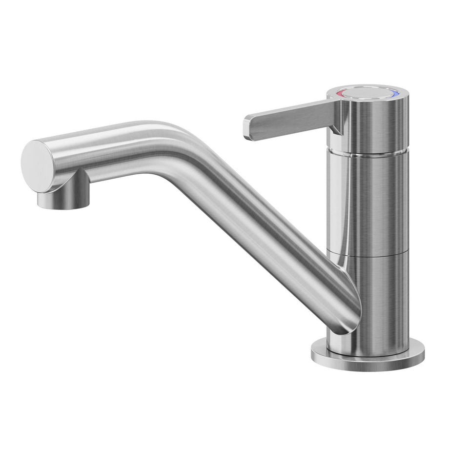 GoodHome Kitchen Mixer Tap Top Single Lever 360 Swivel Spout Stainless Steel - Image 1