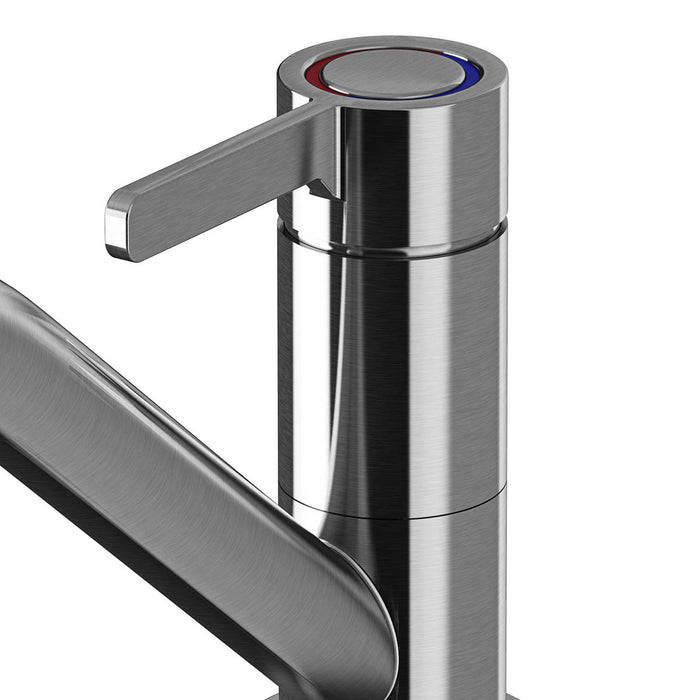 GoodHome Kitchen Mixer Tap Top Single Lever 360 Swivel Spout Stainless Steel - Image 4