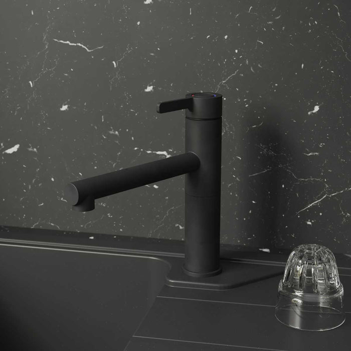 Kitchen Tap Top Lever Brass Stainless Steel Matt Black Graphite Effect - Image 2