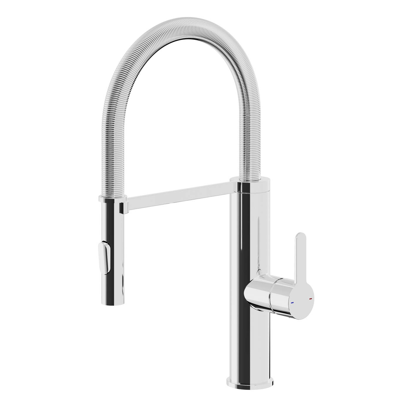 Kitchen Tap Mixer Chrome Single Lever Spring Neck Swivel Spout Modern Faucet - Image 1
