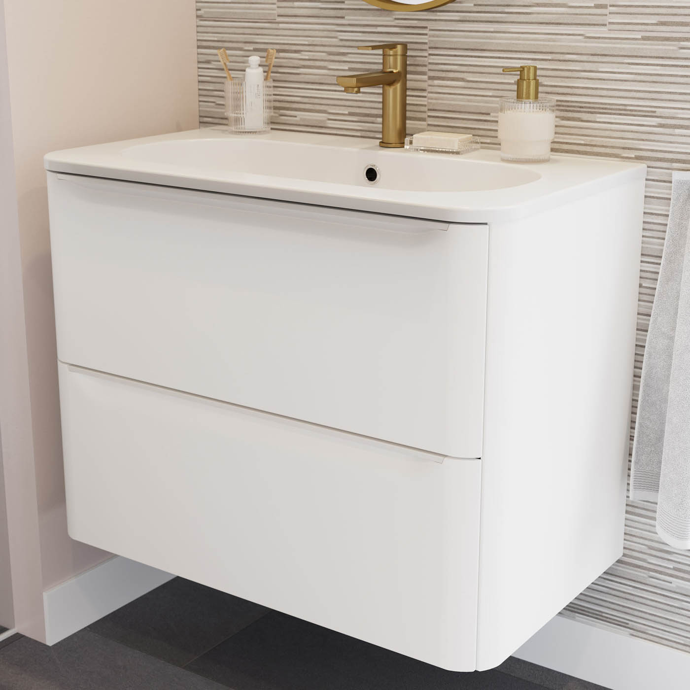 GoodHome Nevado Satin White Rectangular Vanity Basin (W)80.4cm - Image 10