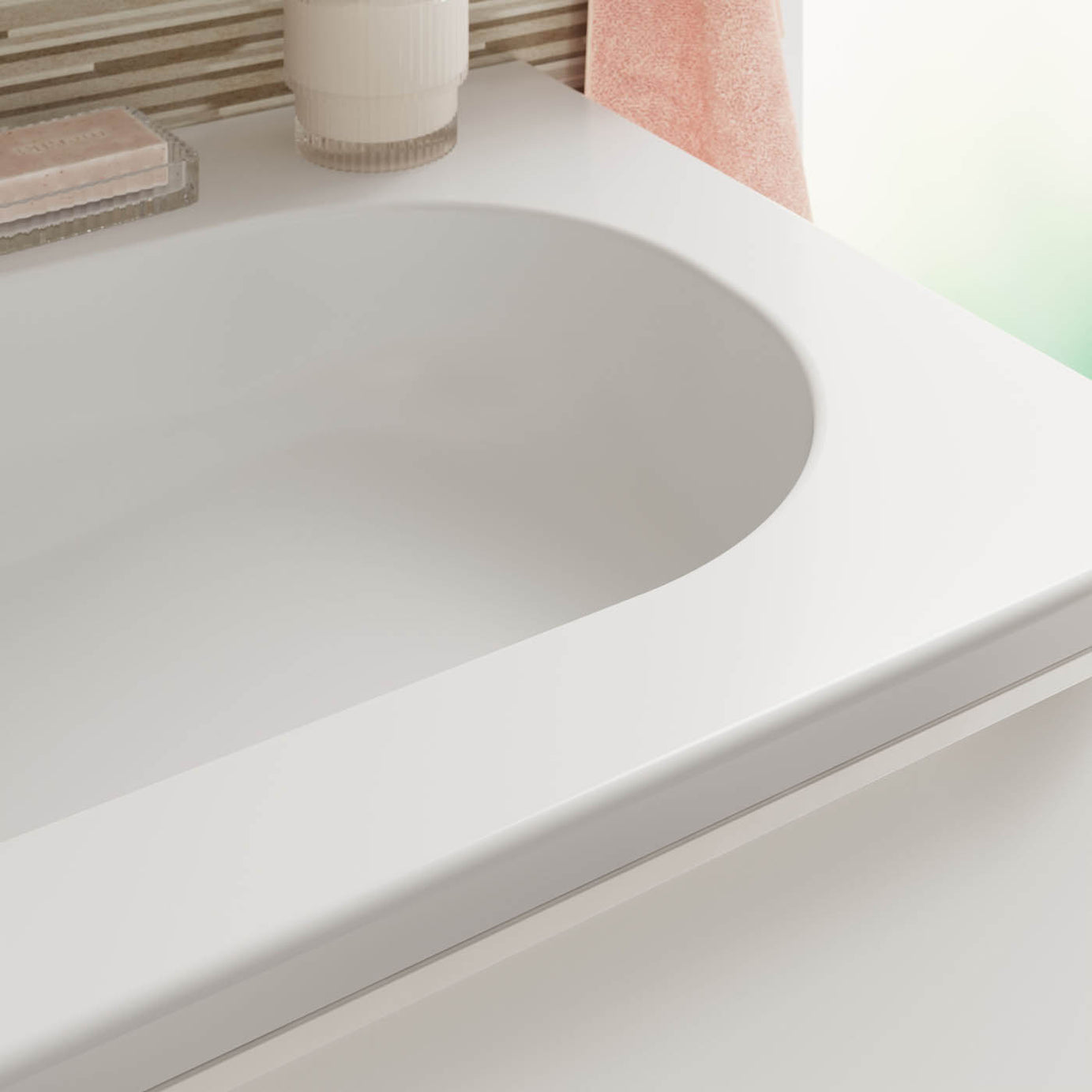 GoodHome Nevado Satin White Rectangular Vanity Basin (W)80.4cm - Image 6
