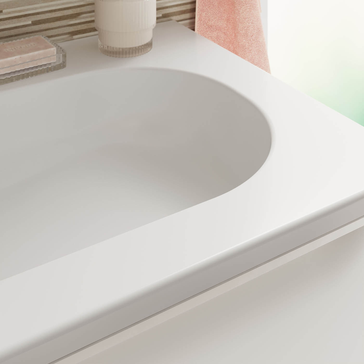 GoodHome Nevado Satin White Rectangular Vanity Basin (W)80.4cm - Image 6