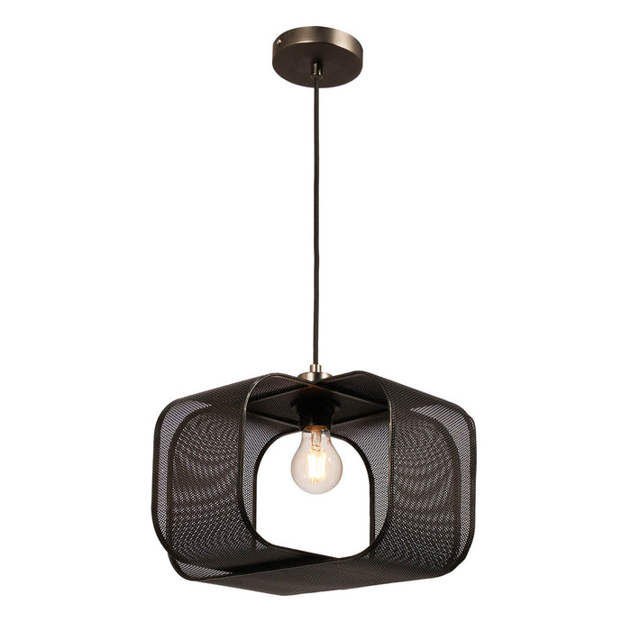 Pendant Ceiling Light Black Metal Square Shade Geometric Sculptured Industrial - Image 1