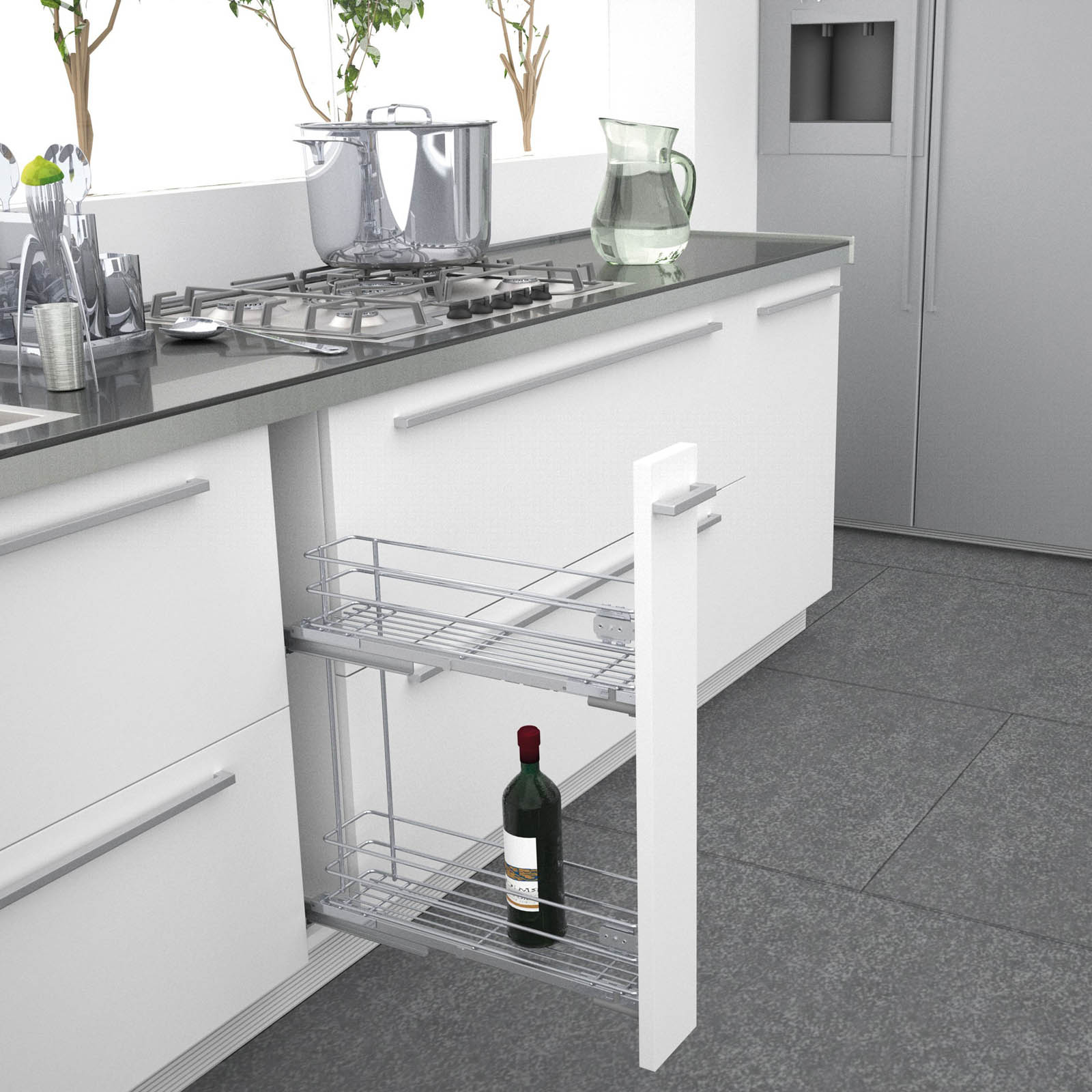 Silver Soft-close LH & RH 15cm Pull-out storage For 150mm cabinet - Image 2