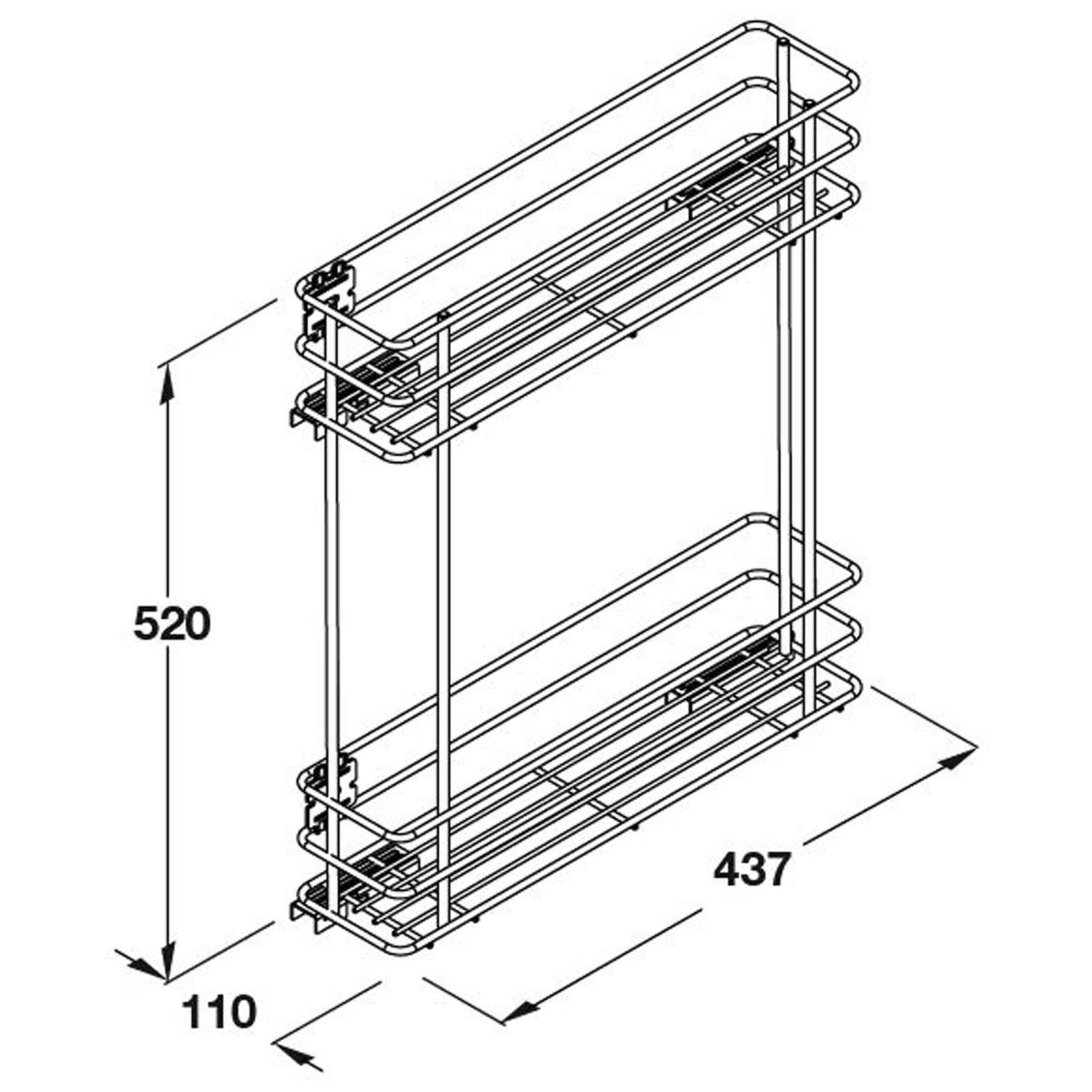 Kitchen Pull Out Storage Baskets For 150mm Cabinet 2 Tiers Silver Soft Close - Image 3