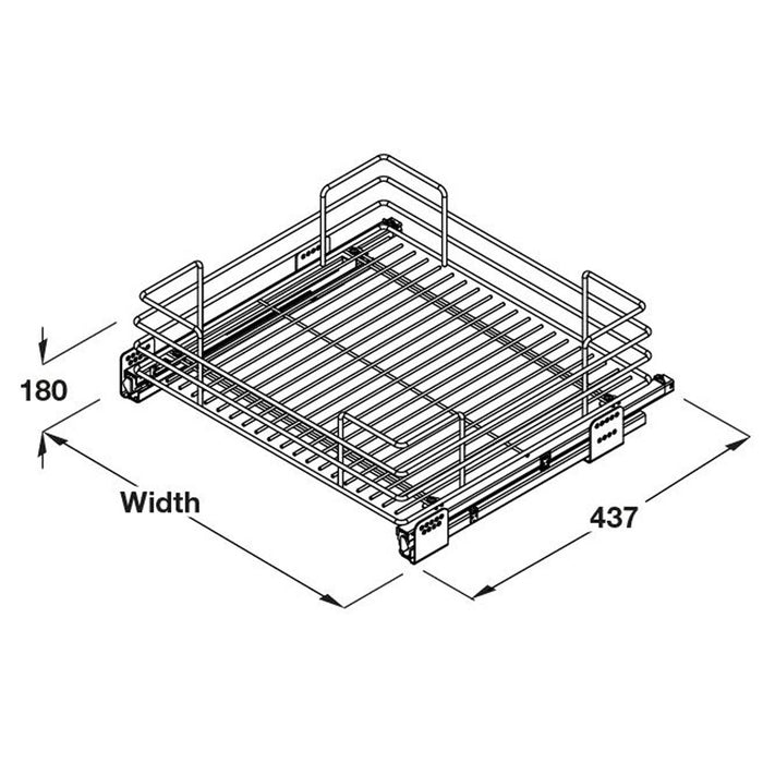 Kitchen Pull Out Basket 300mm Cabinet Stainless Steel Chrome Soft Close (W)260mm - Image 3