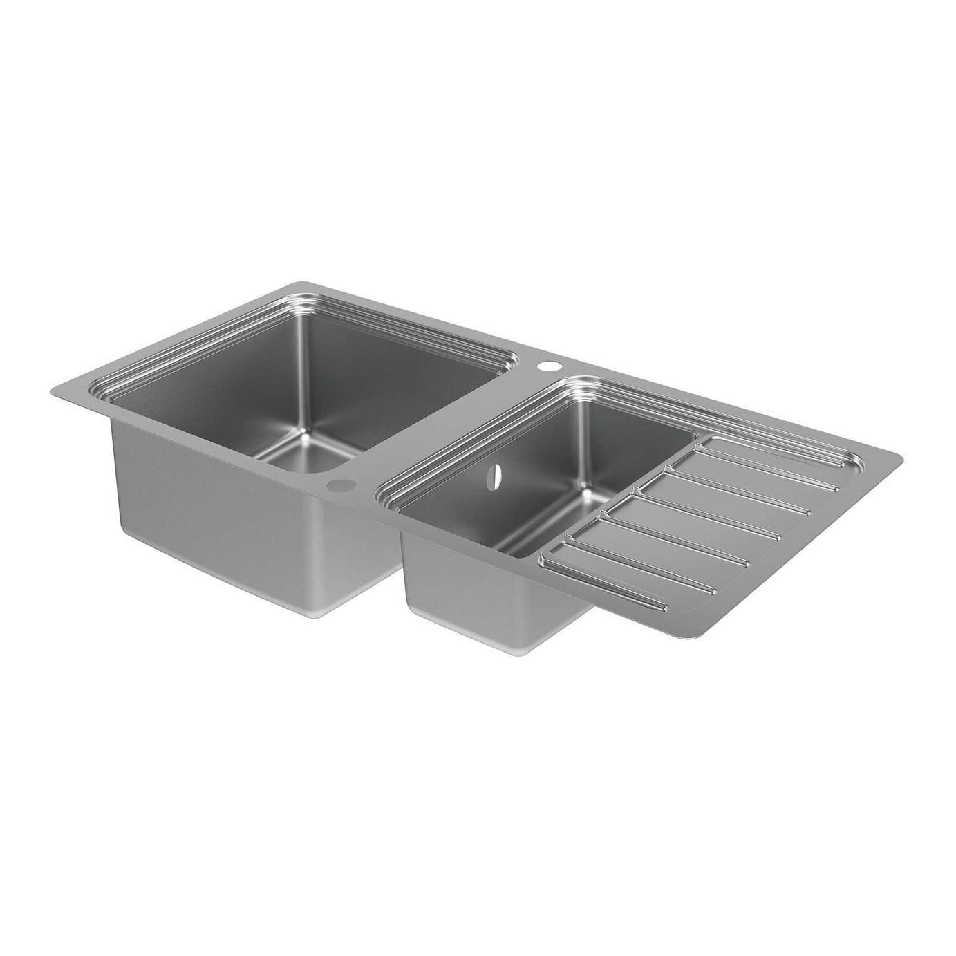 Kitchen Sink Stainless Steel 1.5 Bowl Rectangular Reversible Drainer Compact - Image 4