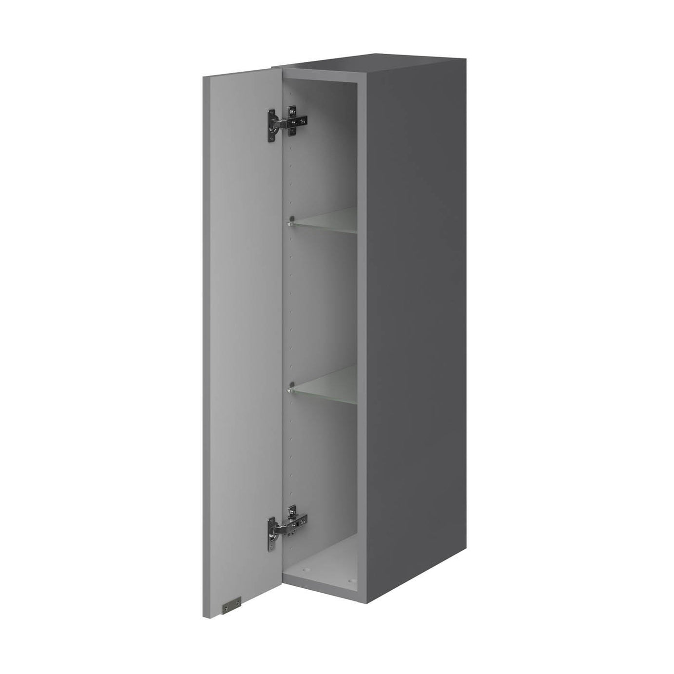 Bathroom Wall Cabinet Imandra Deep Gloss Grey Single Soft Close (H)90cm (W)20cm - Image 4