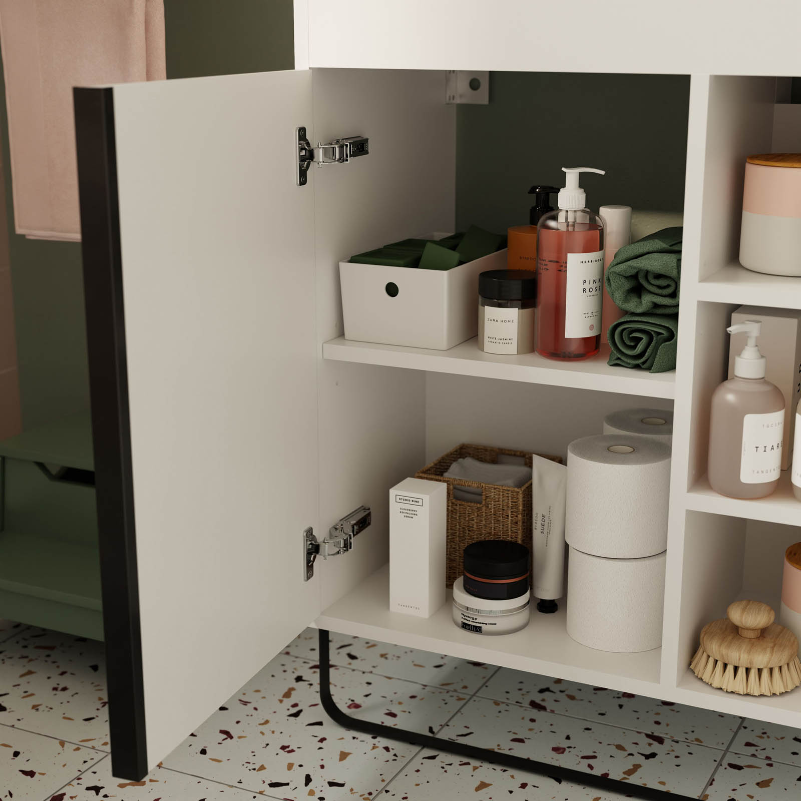 GoodHome Bathroom Cabinet Maza Matt White Single Wall-mounted (H) 820x (W) 650mm - Image 7