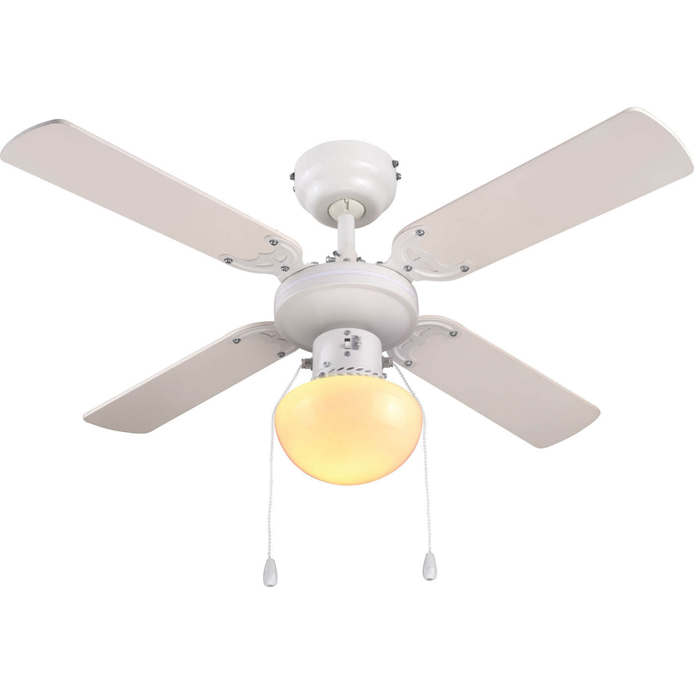 Ceiling Fan Light Traditional White Pull Cord Control Reversible Function - Image 1