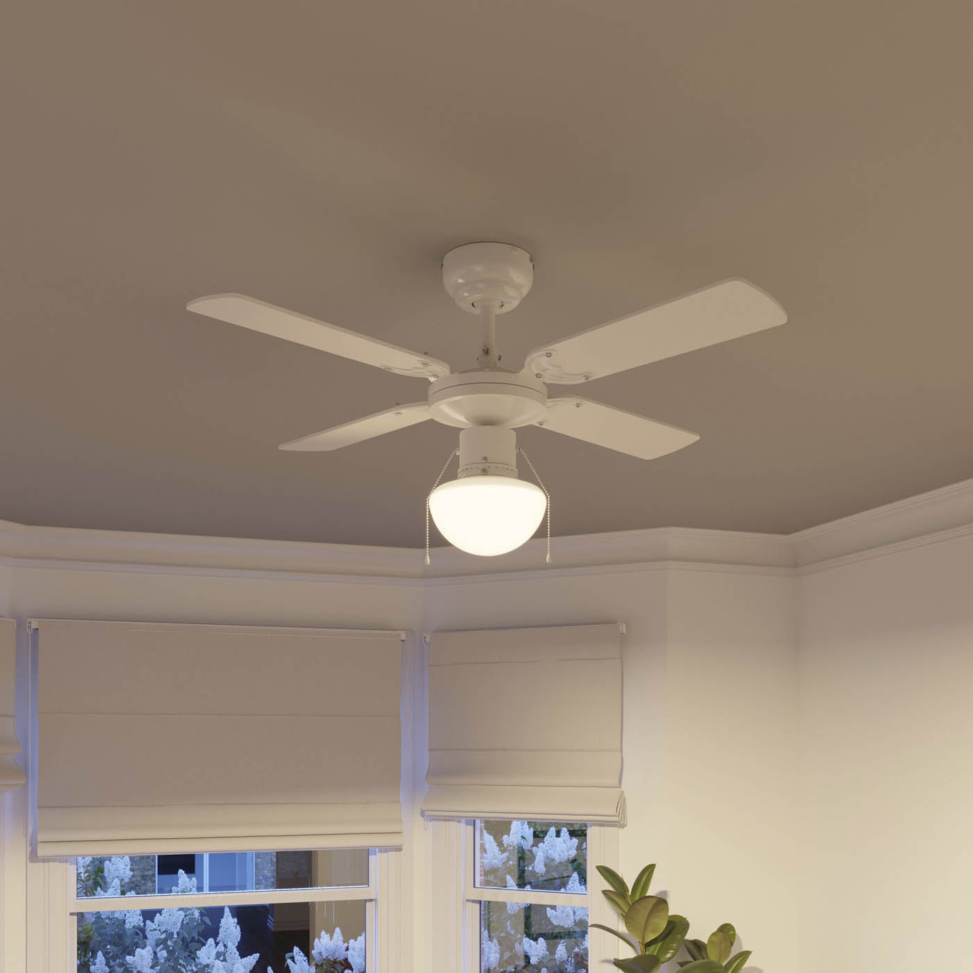 Ceiling Fan Light Traditional White Pull Cord Control Reversible Function - Image 2