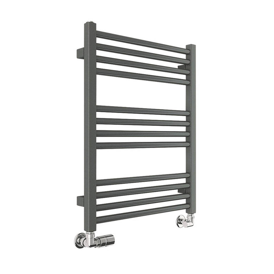 Terma Towel Rail Radiator Grey Hydronic Flat Bathroom Warmer (H)66x(W)50cm - Image 1