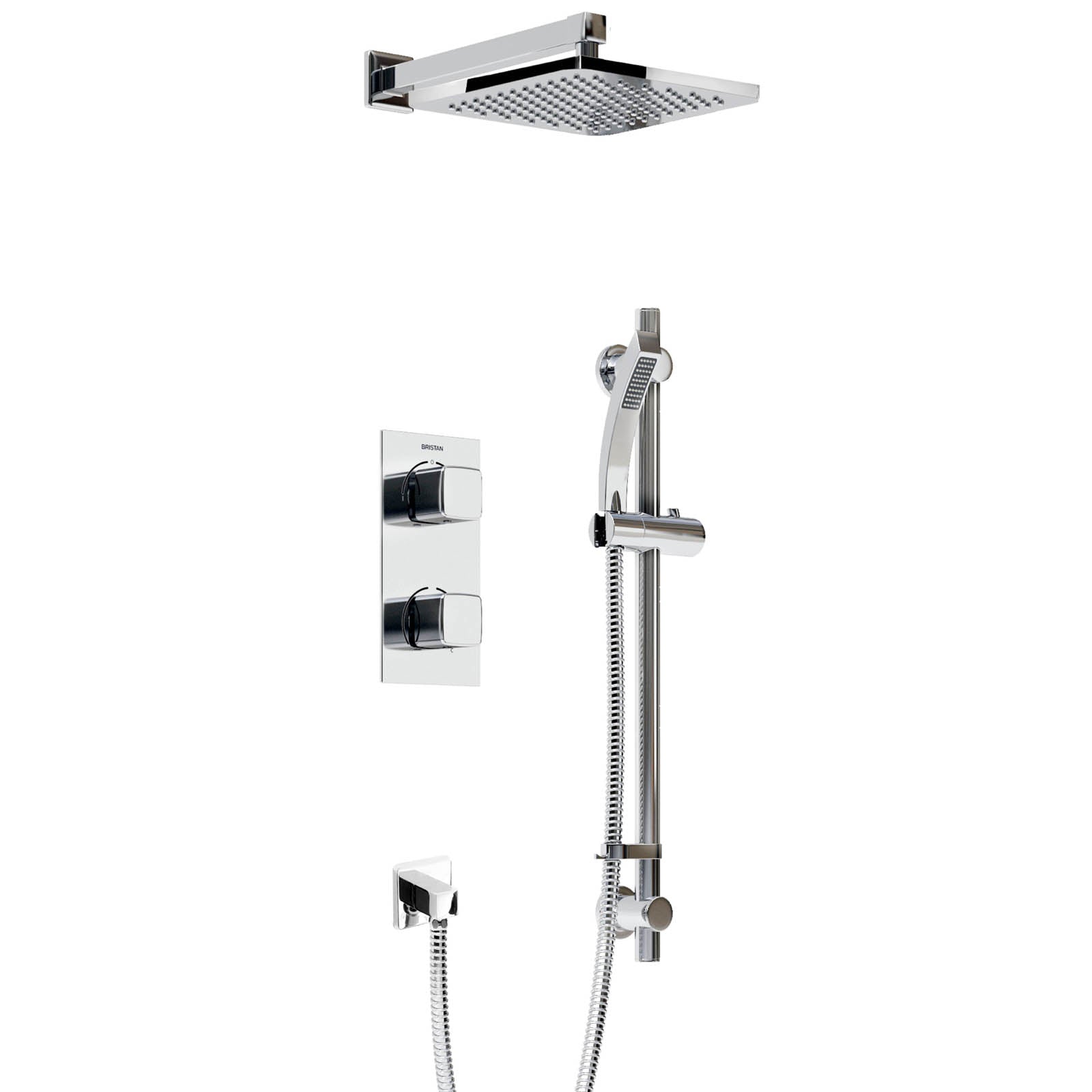 Bristan Thermostatic Mixer Shower Recessed Chrome Single Spray Pattern Dual Head - Image 1