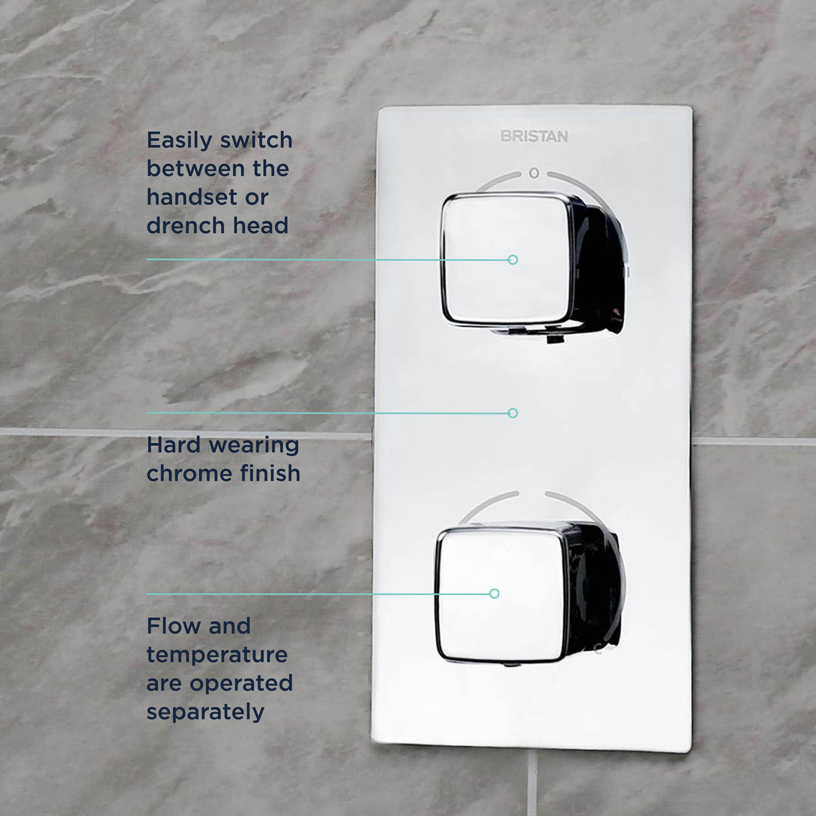 Bristan Thermostatic Mixer Shower Recessed Chrome Single Spray Pattern Dual Head - Image 4