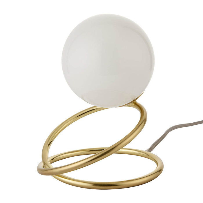 Table Lamp LED Light Gloss White Glass Pearl Steel Satin Gold Effect Modern - Image 1