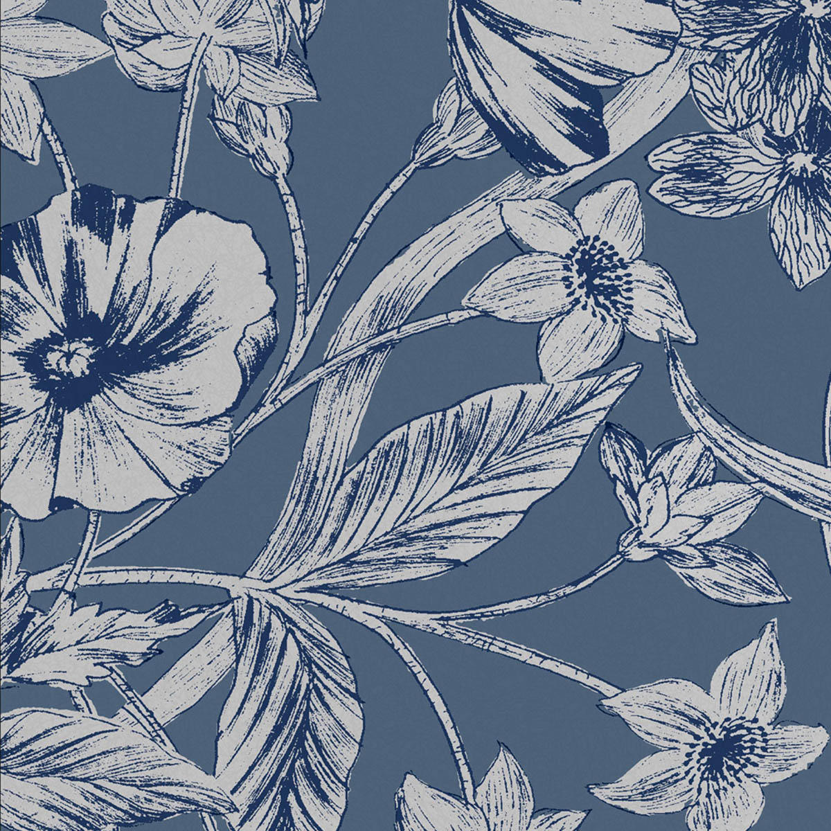 Wallpaper Summerhill Midnight Blue Floral Smooth Patterned Covers Imperfections - Image 6