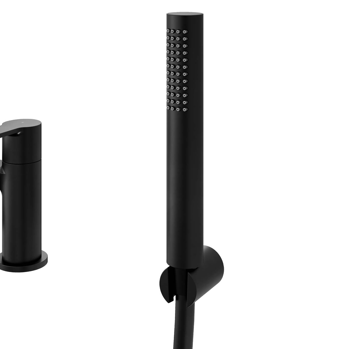 GoodHome Akita Matt Black Deck-mounted Bath mixer tap with shower kit - Image 9