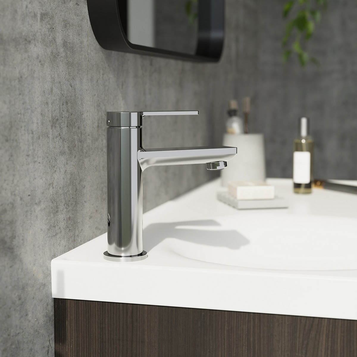 Bathroom Basin Tap Mixer Gloss Chrome Single Lever Ceramic Cartridge Faucet - Image 2