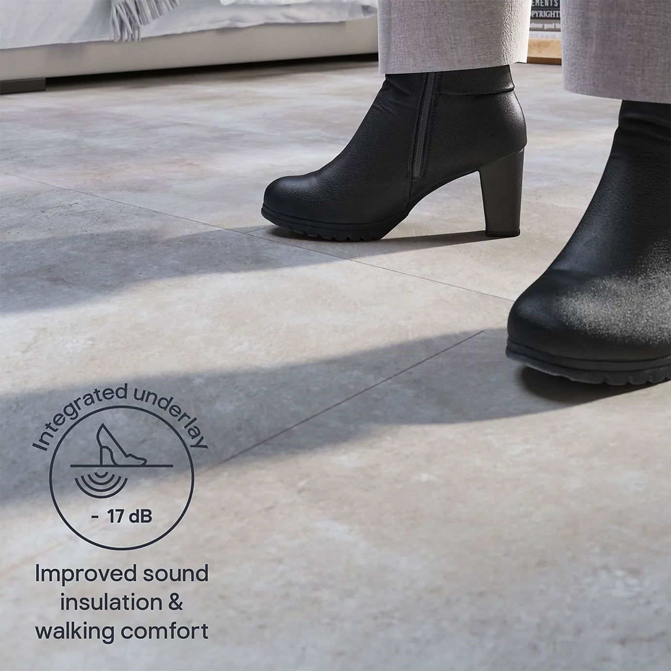 Composite Click Flooring White Concrete Effect Water Resistant Modern 1.95m² - Image 6