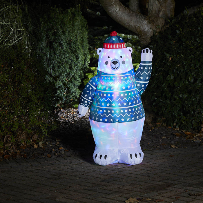 Christmas LED Inflatable Polar Bear Indoor Outdoor Disco Lights Timer (H)1.22m - Image 2