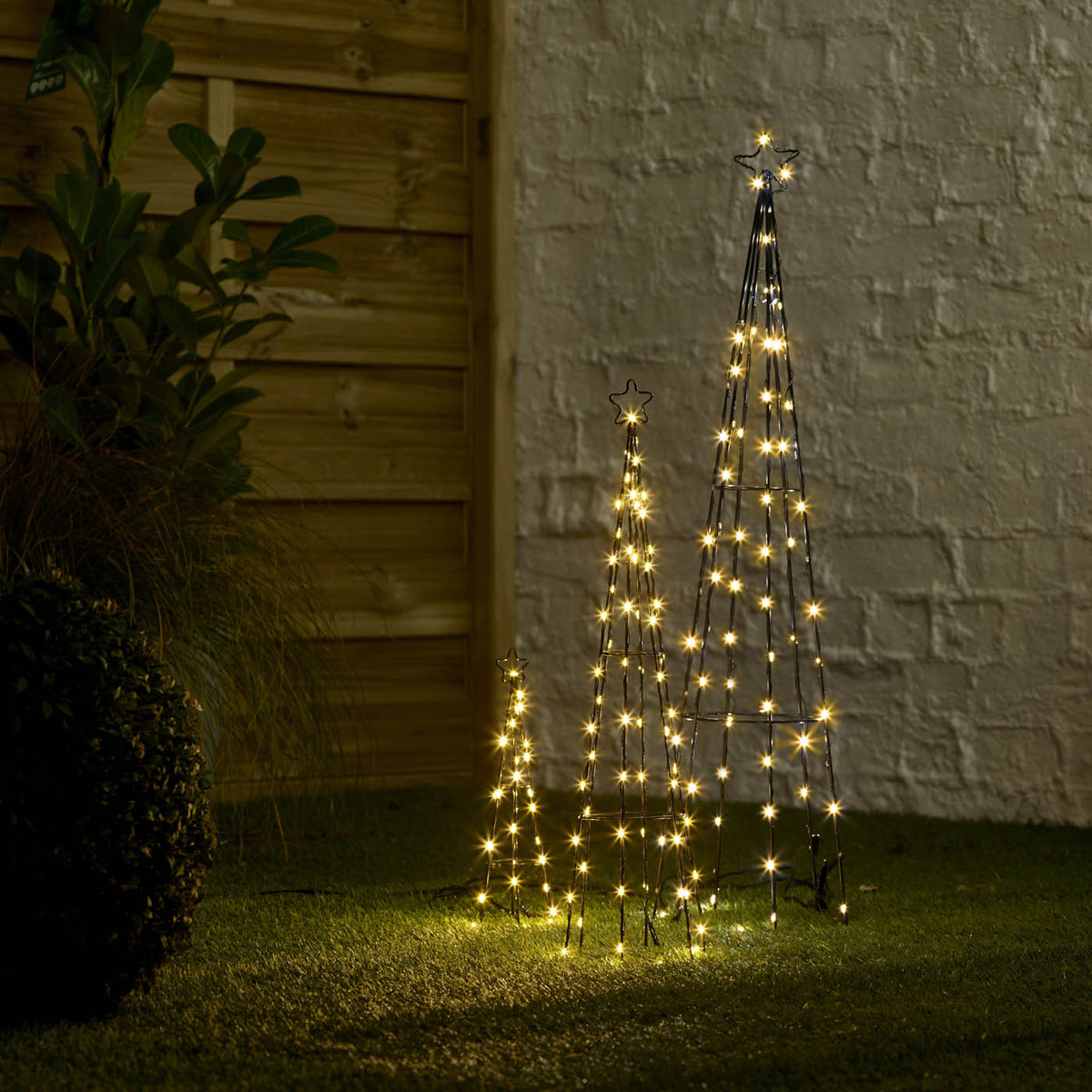 884 LED Christmas Silhouette Cone Tree Freestanding Multi White Timer Decoration - Image 2