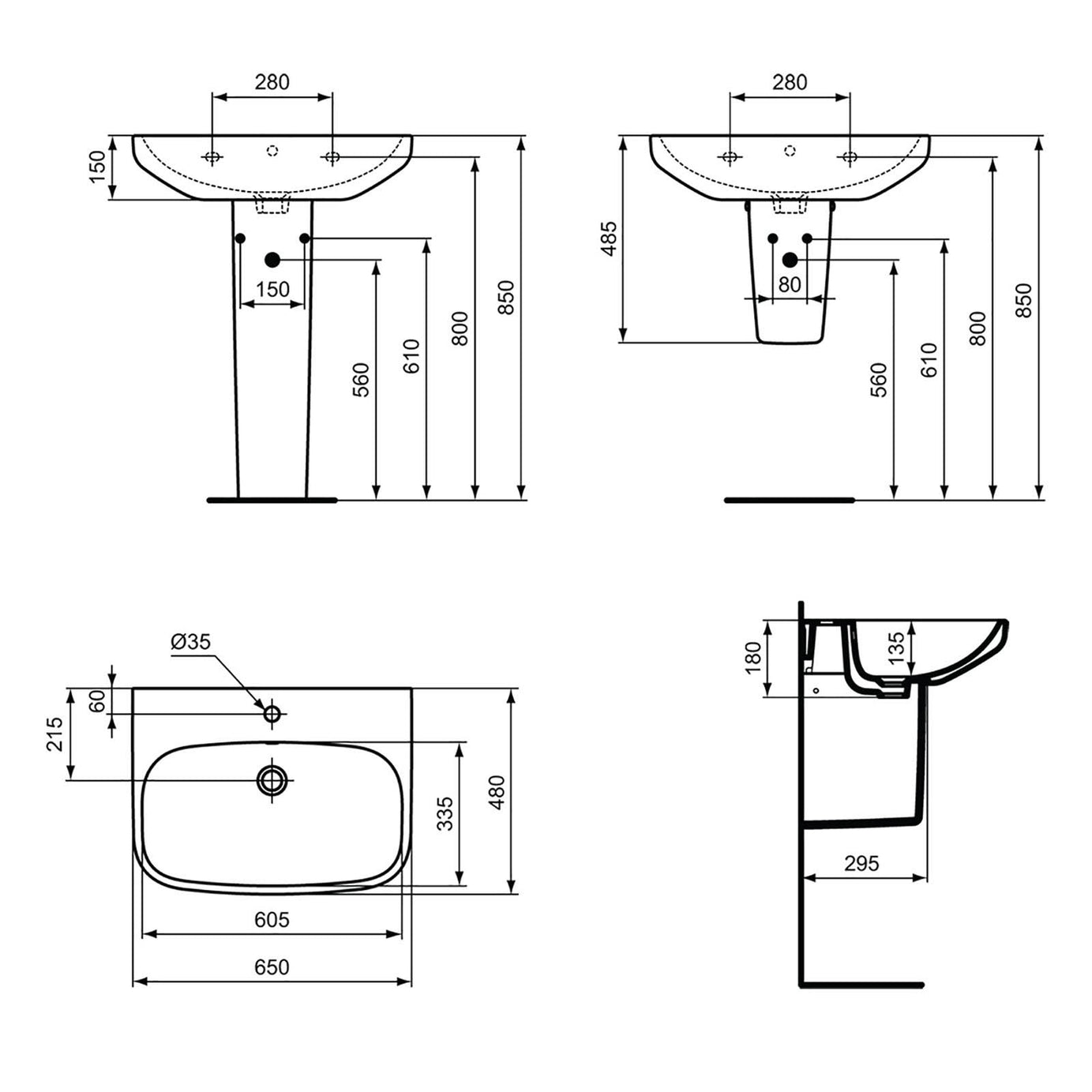 Ideal Standard i.life A Semi pedestal (H)331mm - Image 3