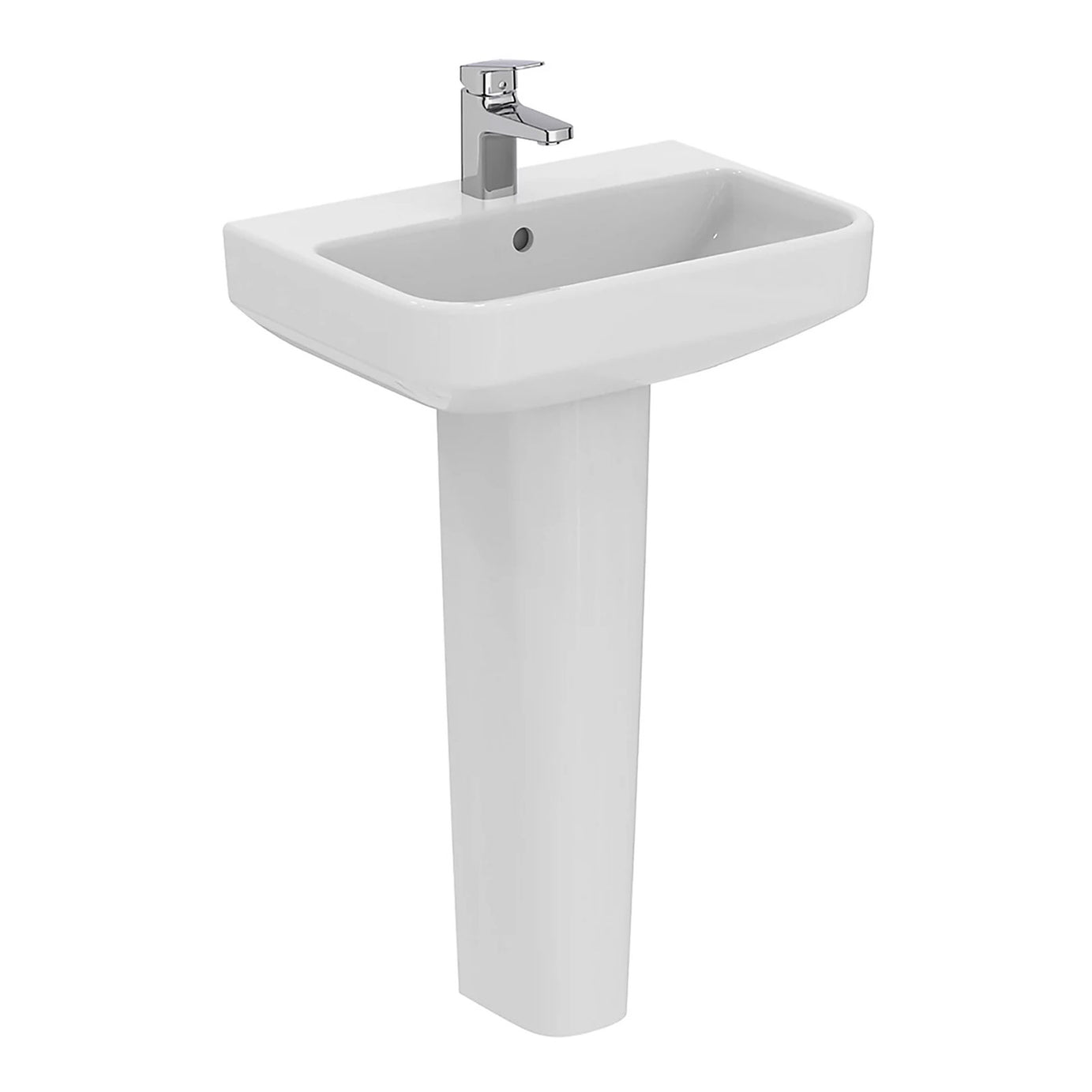 Bathroom Basin Sink i.life S Wall Mounted 550mm Gloss White Rectangular Modern - Image 2