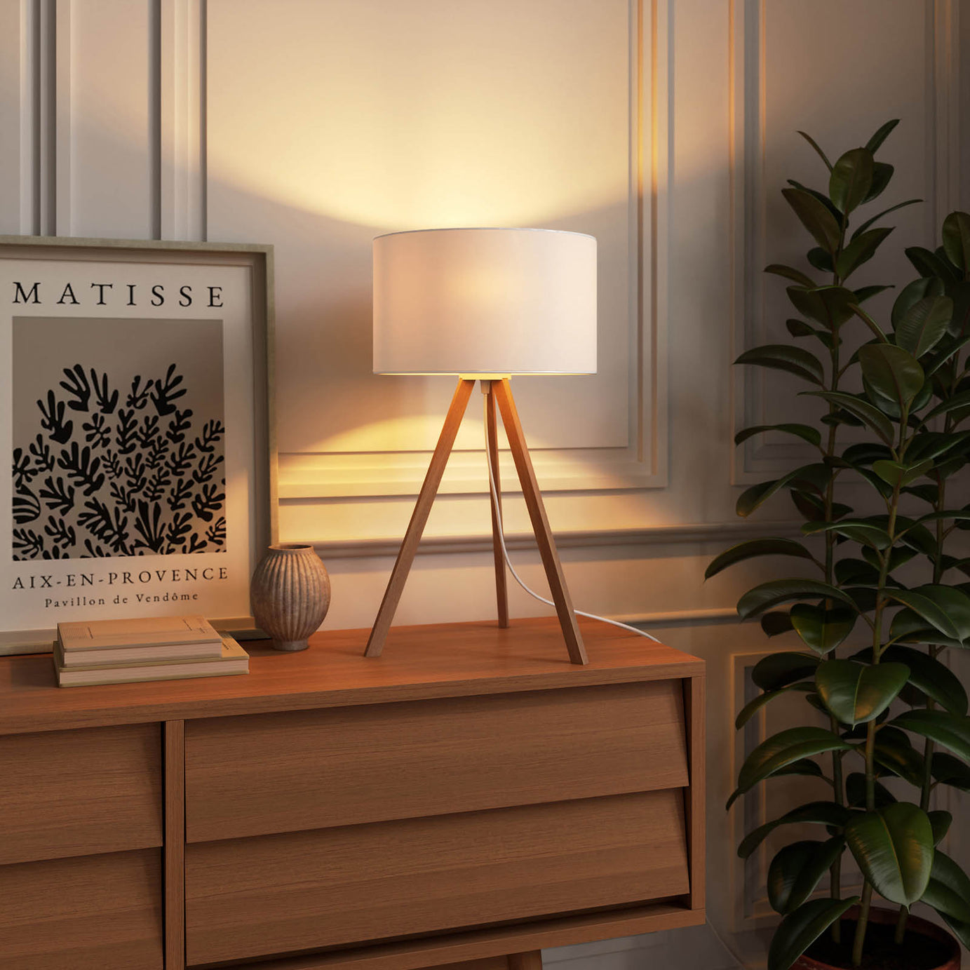 GoodHome Petronia Natural & White LED Floor & table lamp - Image 3
