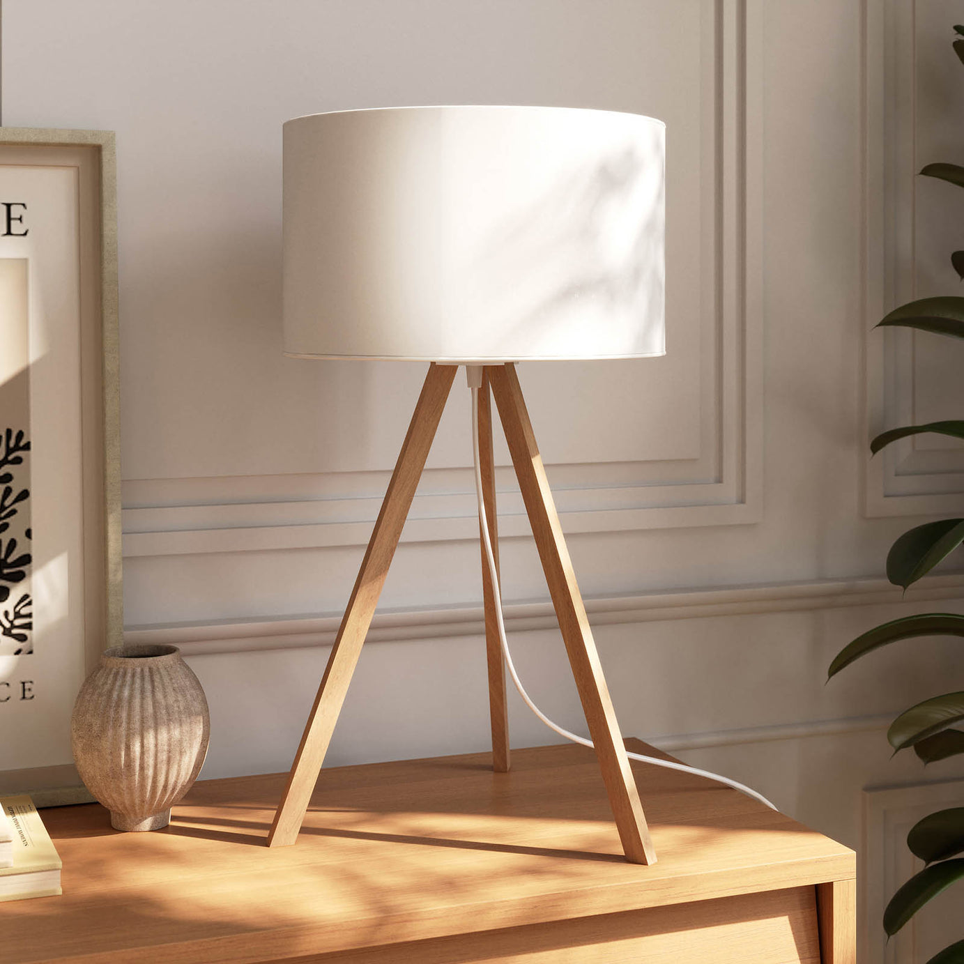 GoodHome Petronia Natural & White LED Floor & table lamp - Image 5