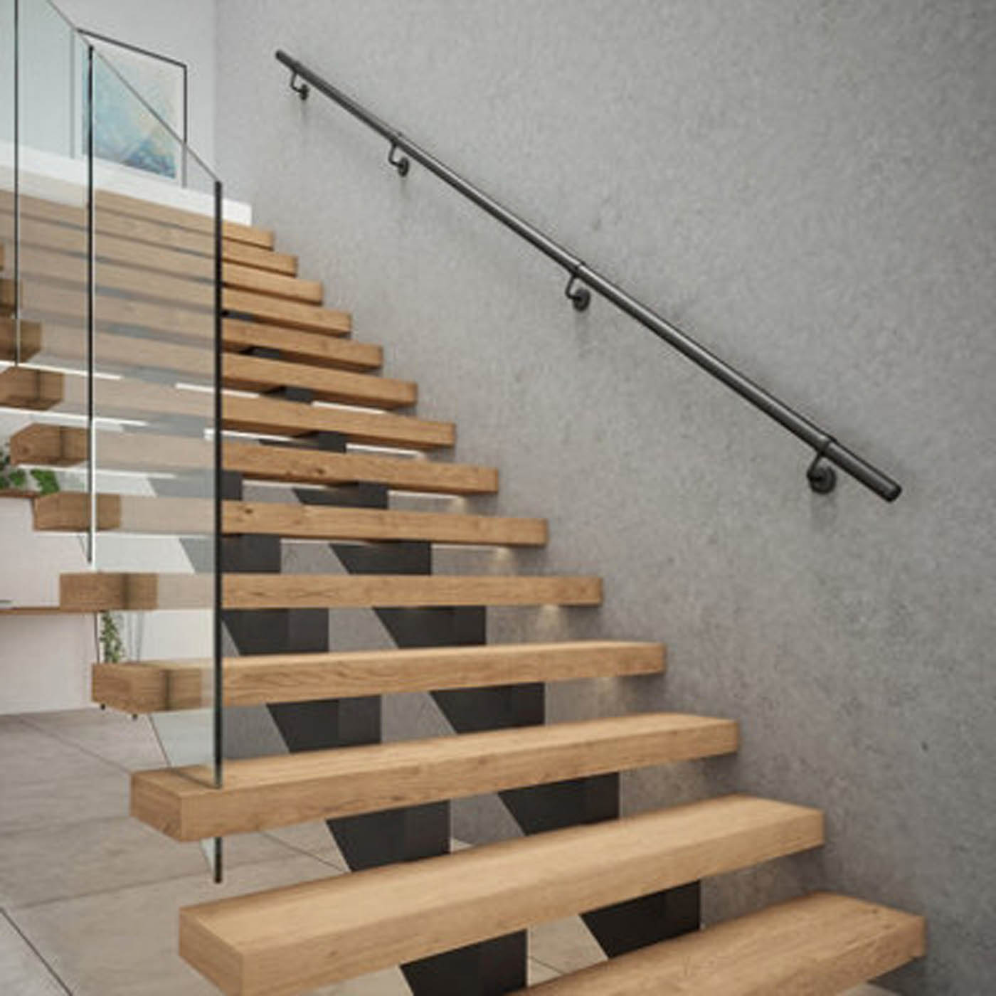 Rothley Matt Black Internal Stair Handrail Kit 3.6M - Image 1