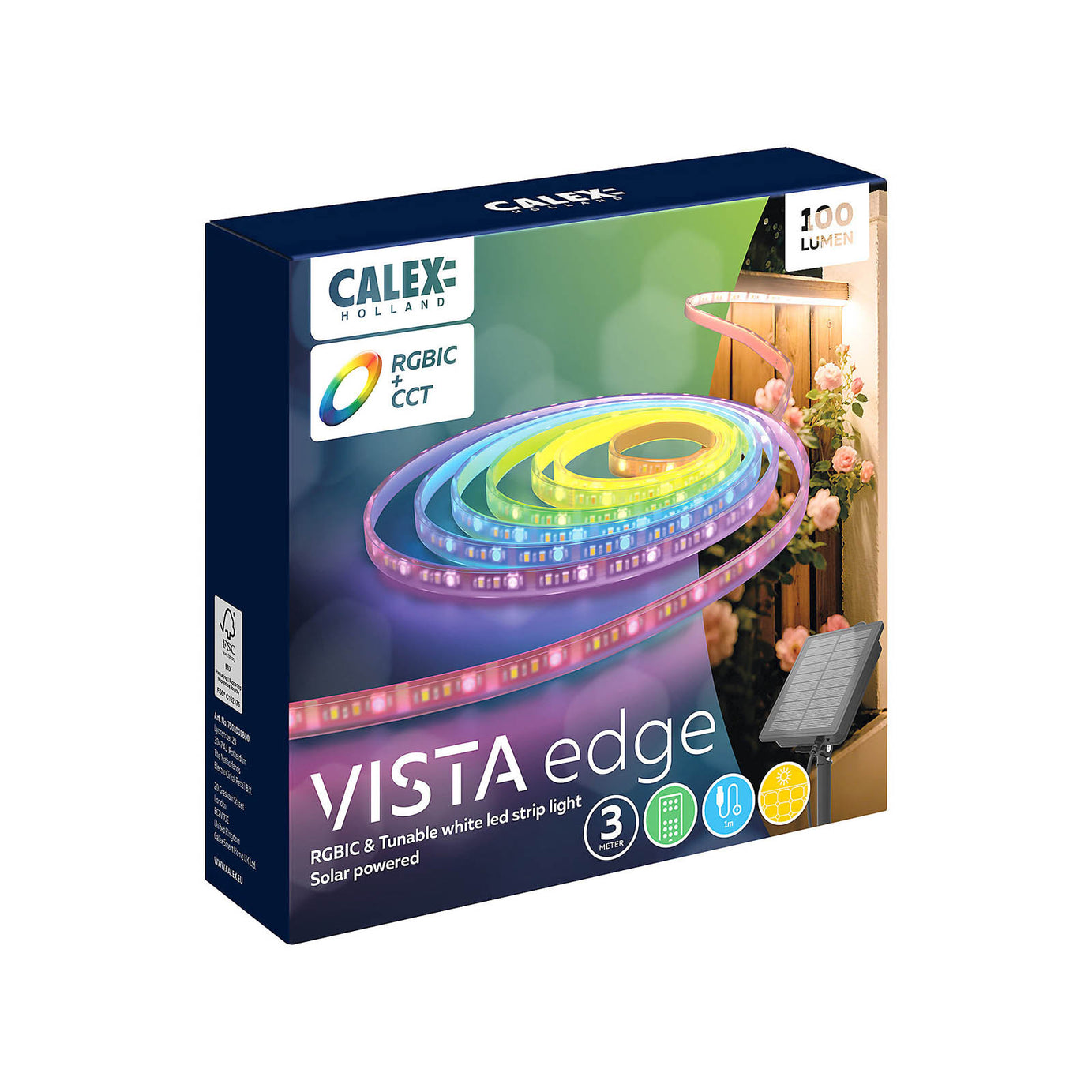 Calex LED Strip Light Solar Powered 3m Multicolour IP44 Outdoor Garden - Image 4