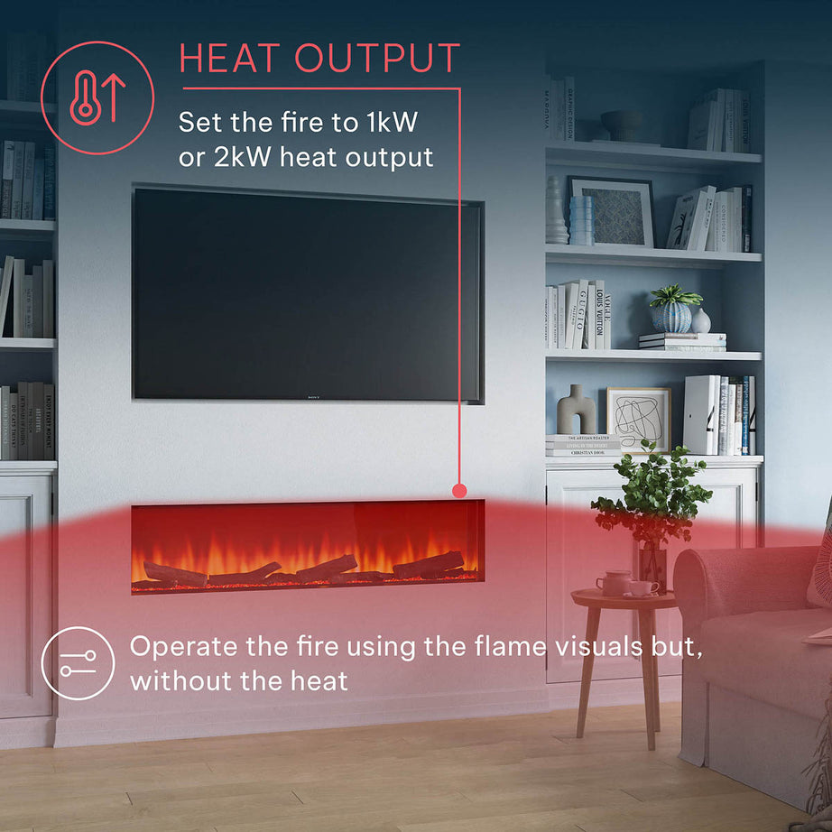 Focal Point Electric Fire 2kW Black Wall Mounted Fireplace Log Effect Remote - Image 8