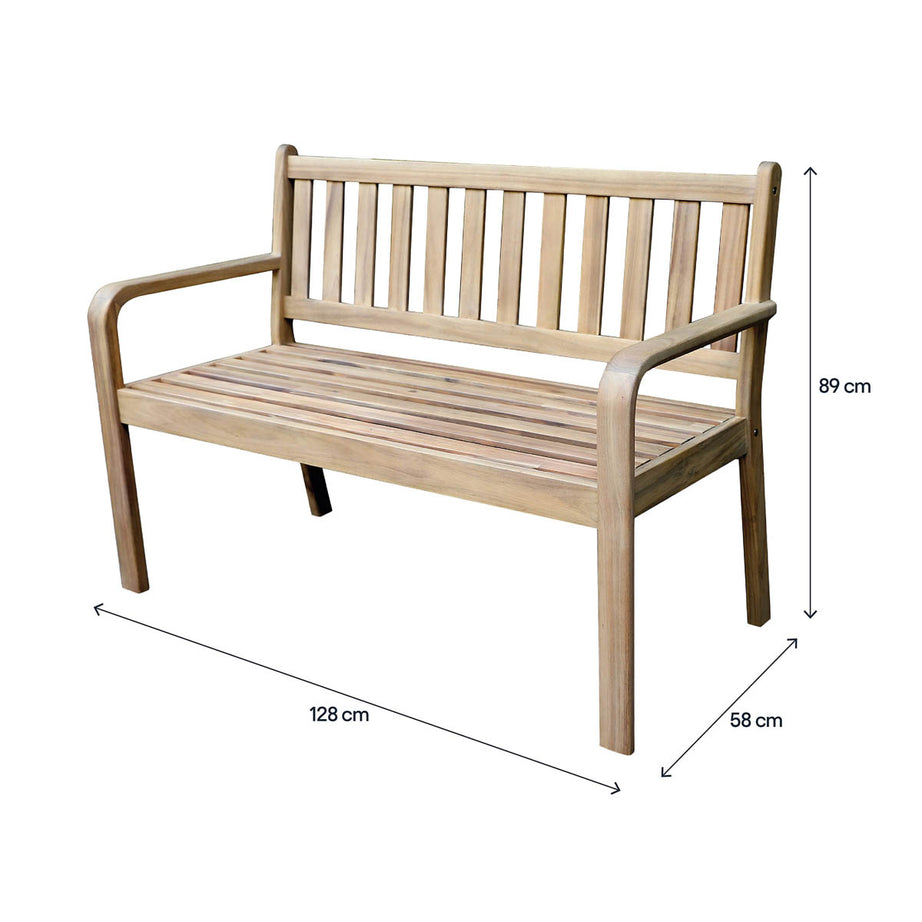 Garden Bench 2 Seater Natural Wooden Seating Furniture Outdoor Patio Balcony - Image 4