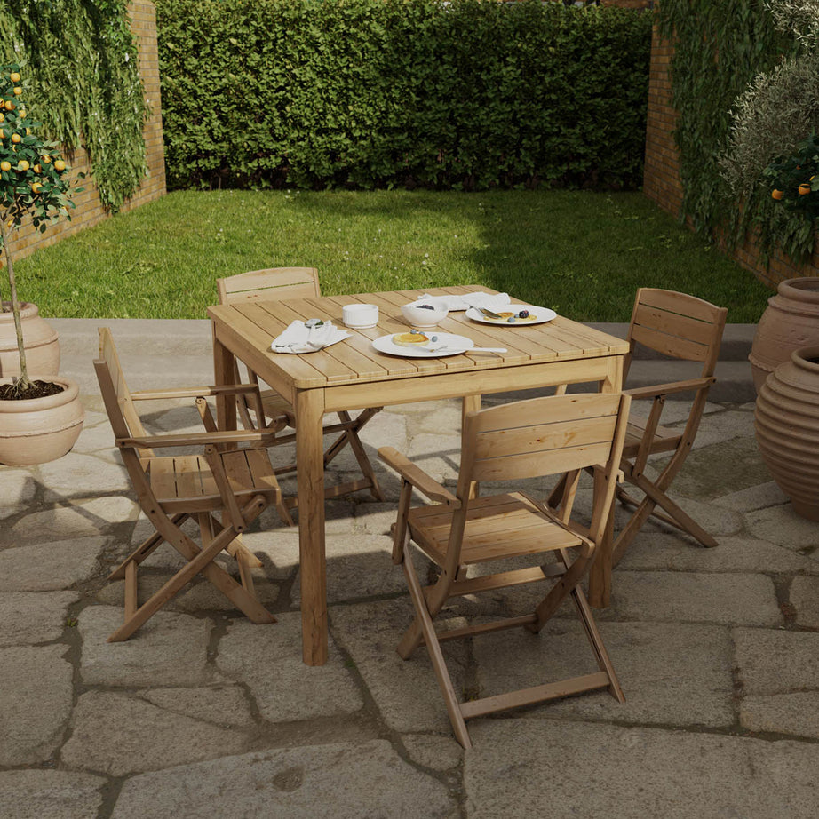 Garden Armchair Natural Wooden Foldable Outdoor Patio Furniture Pack of 2 - Image 8
