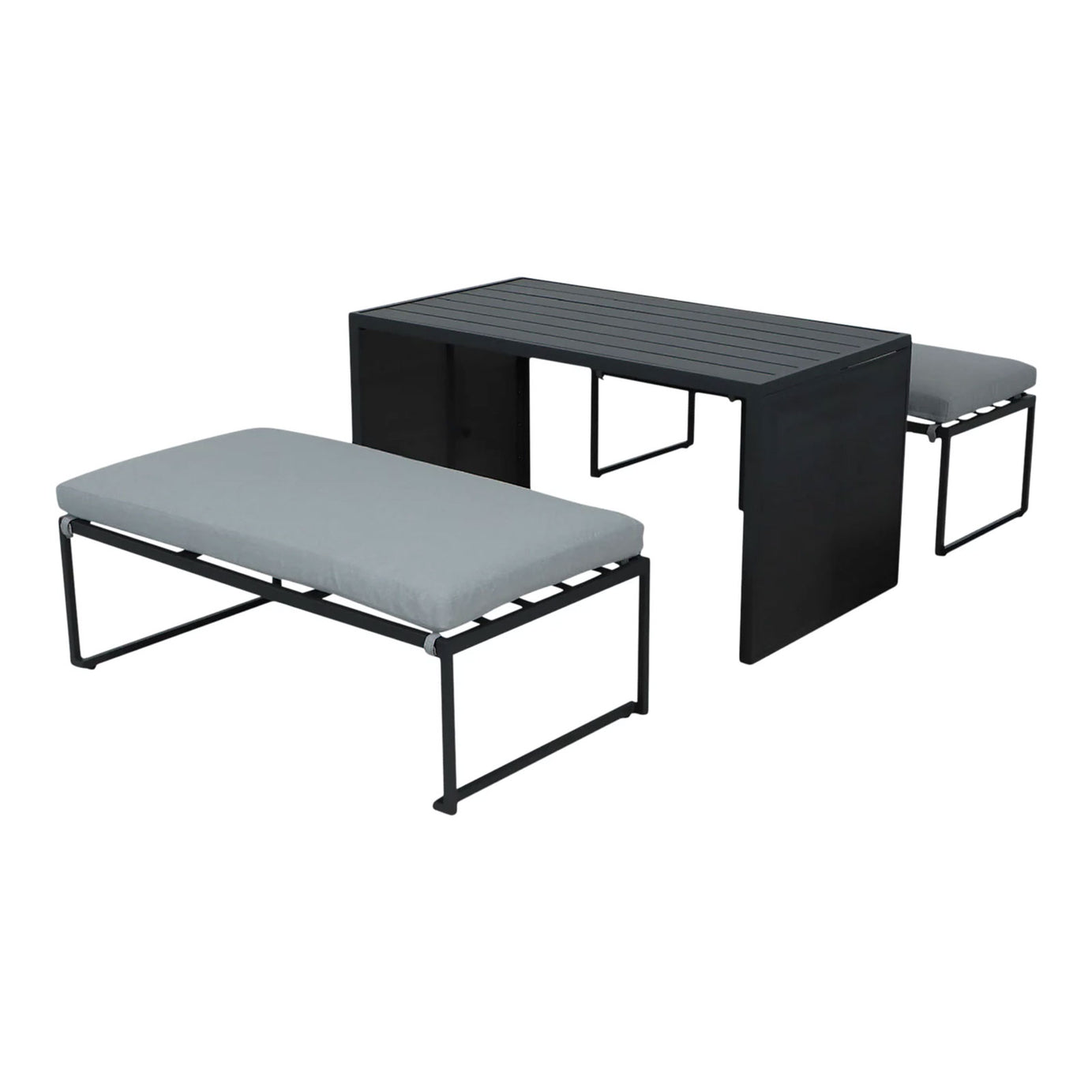 Inca Grey Metal 4 Seater Modular Dining Set Outdoor Garden Furniture - Image 4