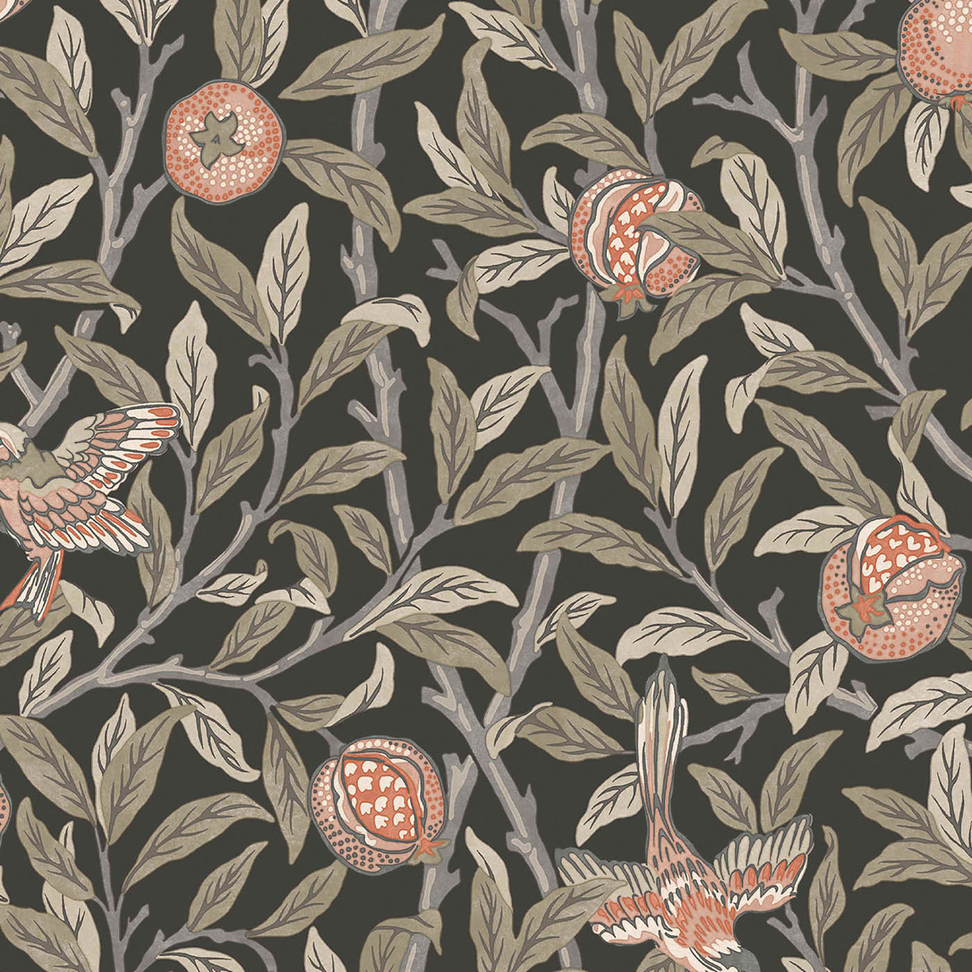 William Morris Wallpaper Matt Charcoal Bird Pomegranate Smooth Washable 5.2m² - Image 5