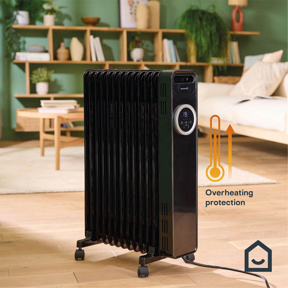 Oil Filled Radiator Portable Black 3 Heat Settings Thermostat Freestanding 2.5W - Image 8
