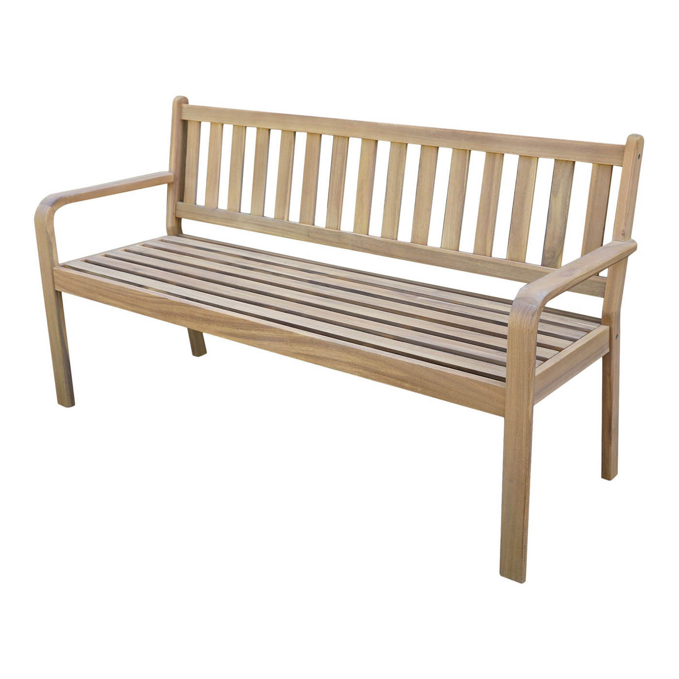 GoodHome Garden Bench 3 seater Natural Wooden Riveo  (W)163cm (H)89cm - Image 1